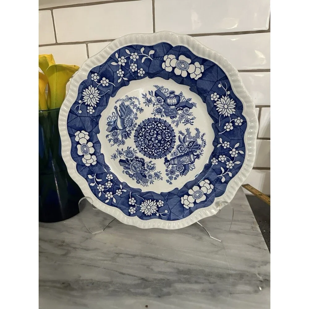 Spode Blue Room Collection Regency Series Trophies Plate Blue White Transferware
